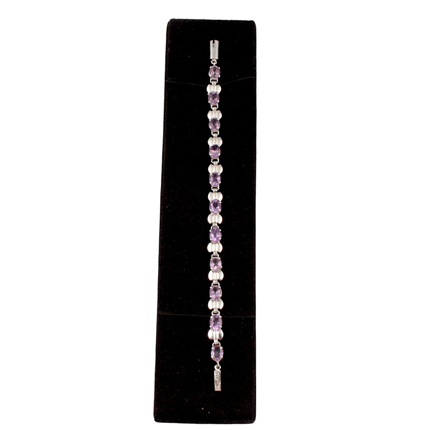 Faceted Amethyst Bracelet Prong Setting 925 Sterling Silver Amethyst Link Charm Bracelet February Birthstone Jewelry