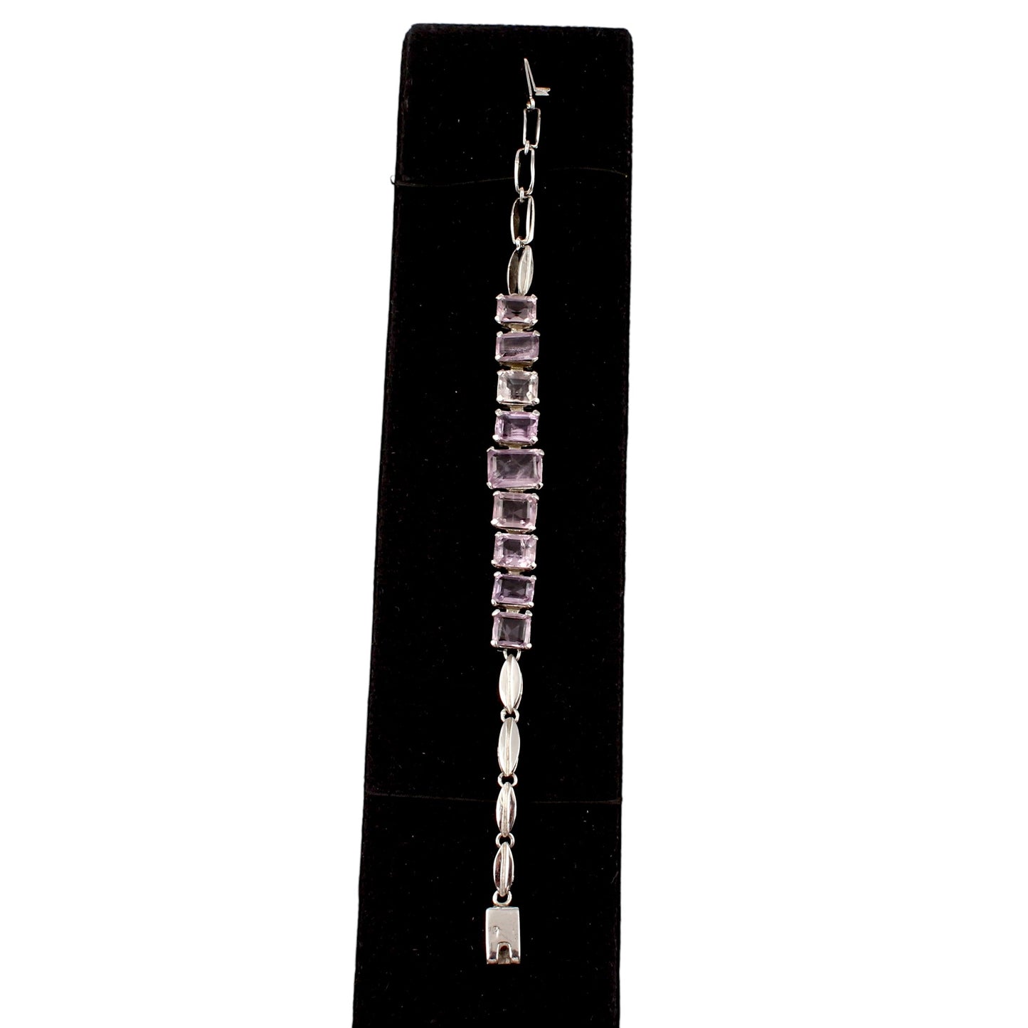 Faceted Amethyst Prong Setting 925 Sterling Silver Amethyst Link Charm Bracelet February Birthstone Jewelry