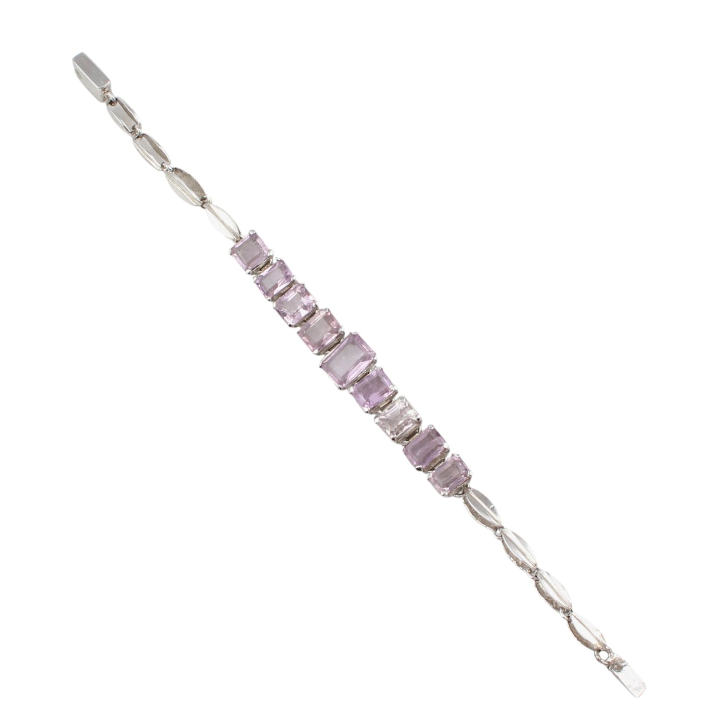 Faceted Amethyst Prong Setting 925 Sterling Silver Amethyst Link Charm Bracelet February Birthstone Jewelry