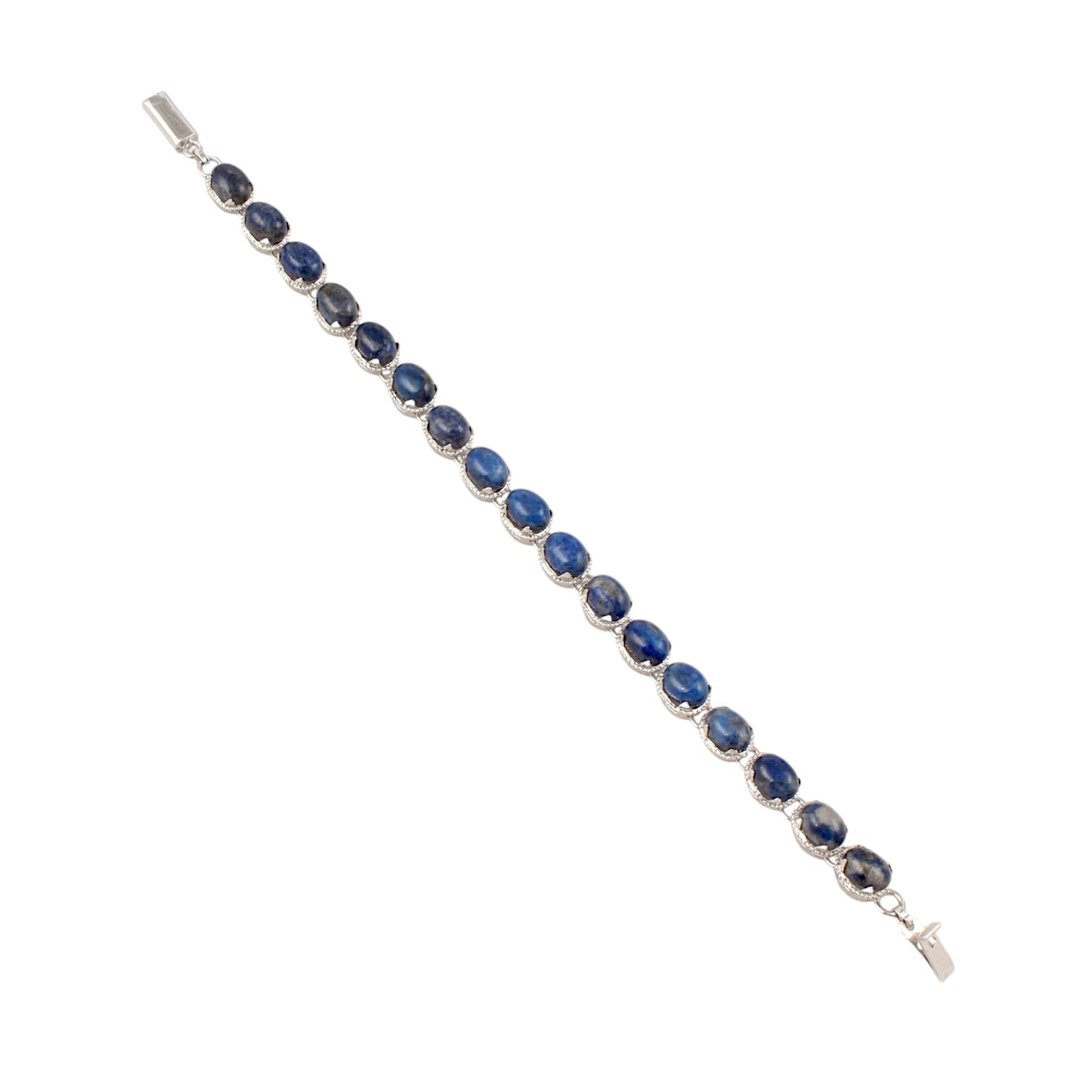 Lapis Lazuli Bracelet Handmade Solid 925 Sterling Silver Prong Setting Oval Lapis Bracelet Anniversary Gift For her