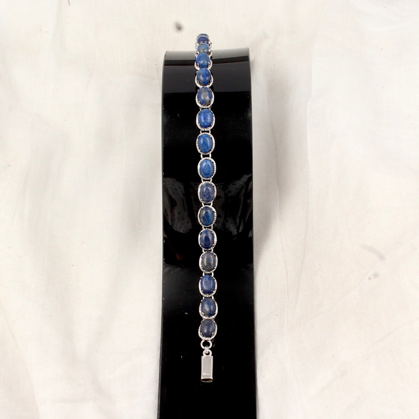 Lapis Lazuli Bracelet Handmade Solid 925 Sterling Silver Prong Setting Oval Lapis Bracelet Anniversary Gift For her