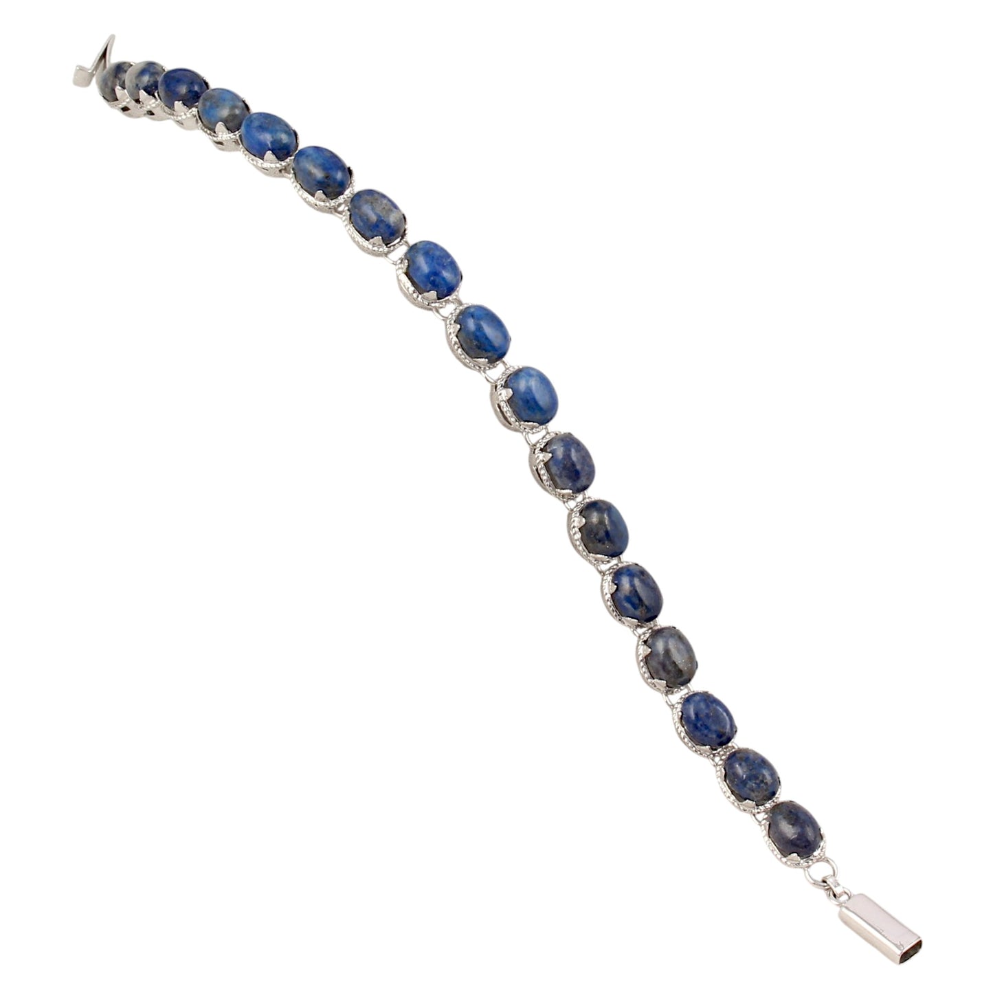Lapis Lazuli Bracelet Handmade Solid 925 Sterling Silver Prong Setting Oval Lapis Bracelet Anniversary Gift For her