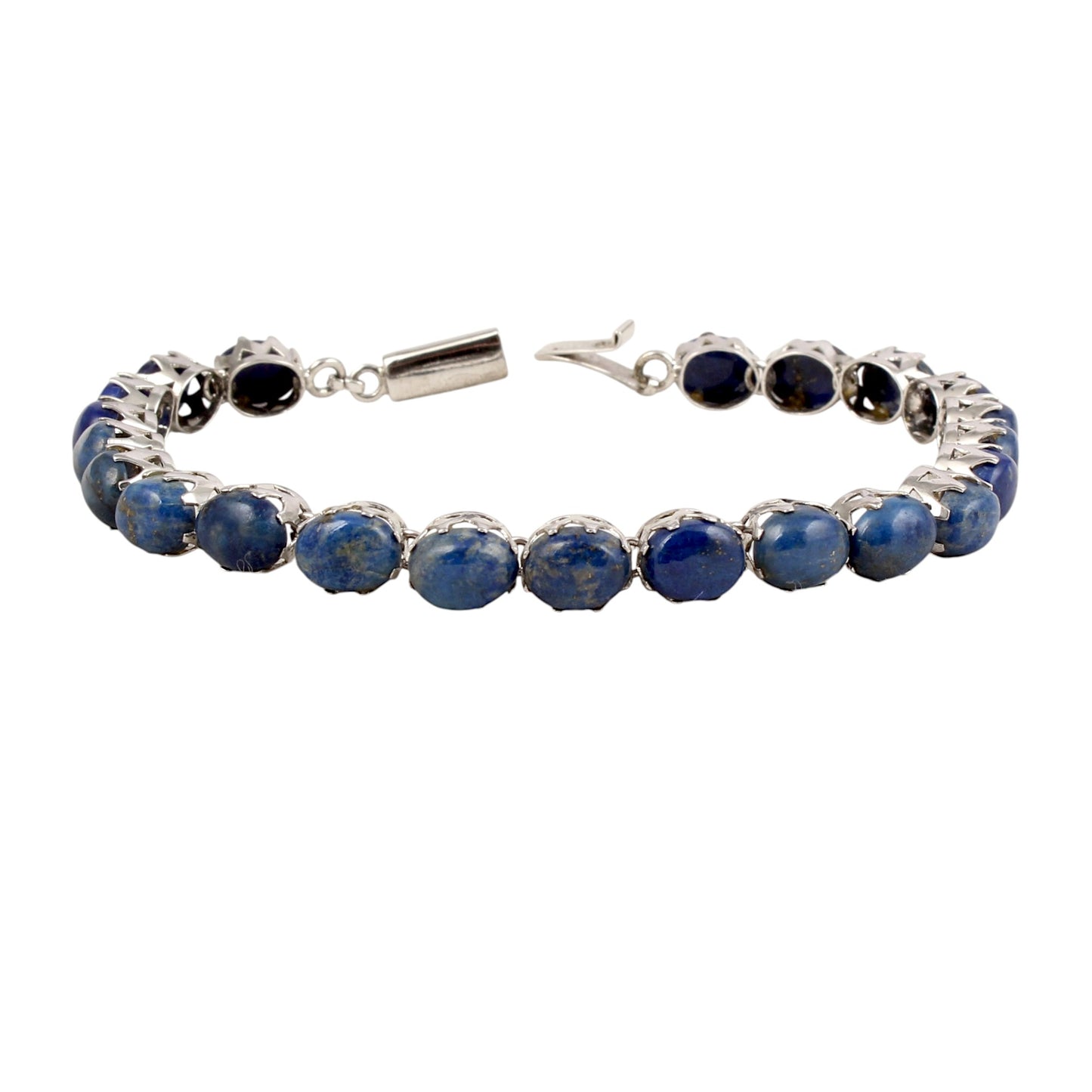 LapisLazuli Bracelet Handmade Solid 925 Sterling Silver Prong Setting Oval Lapis Bracelet