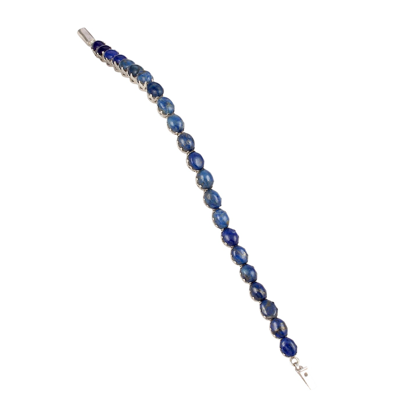 LapisLazuli Bracelet Handmade Solid 925 Sterling Silver Prong Setting Oval Lapis Bracelet