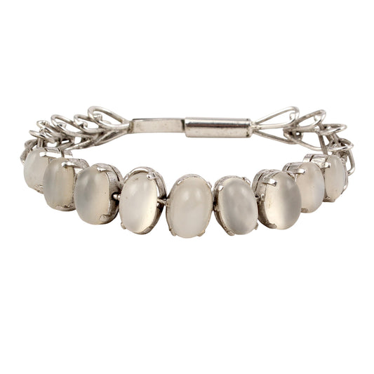 Peach Moonstone Bracelet Handmade 925 Sterling Silver Prong Setting Multi Stone Bracelet Jewelry