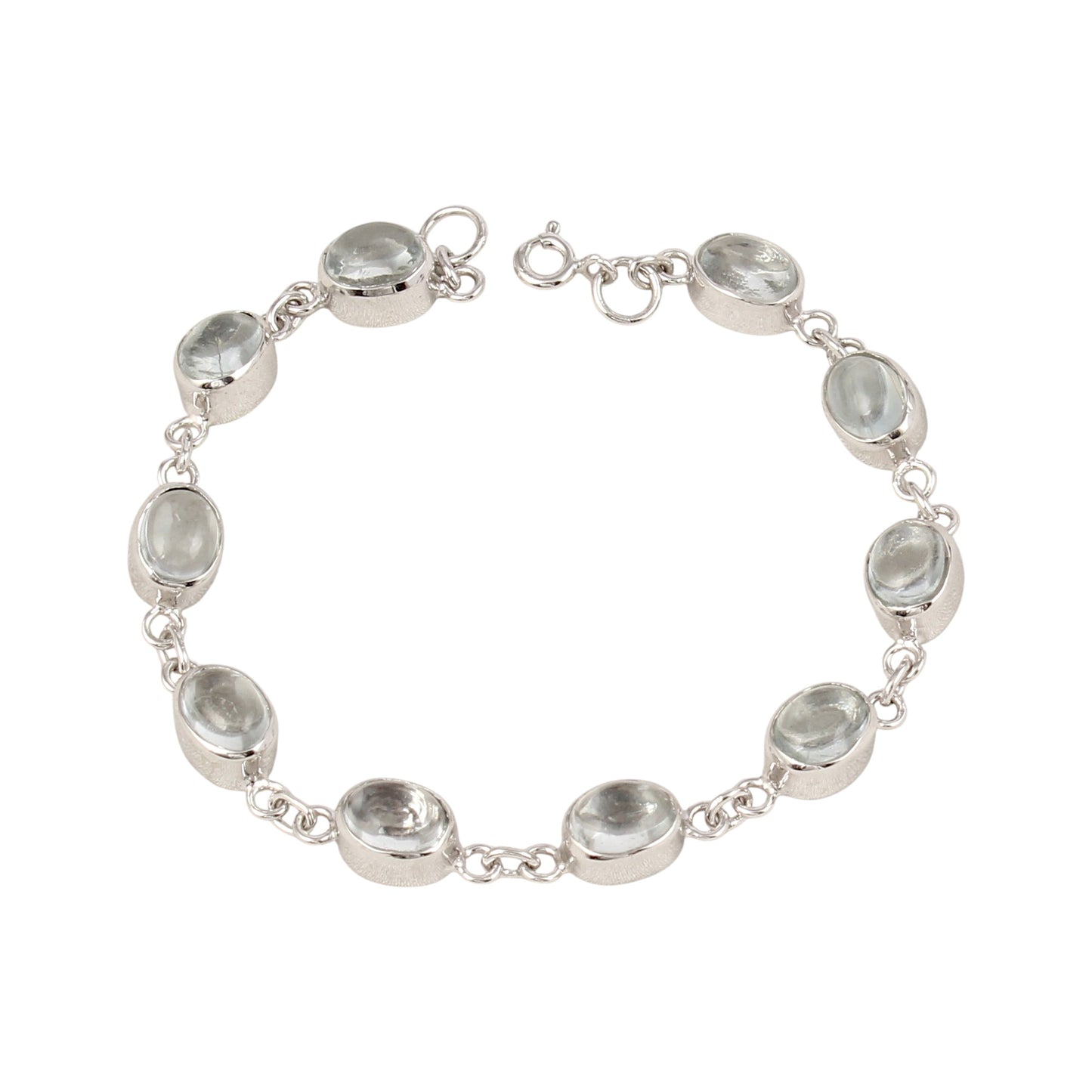 White Crystal Quartz Link Bracelet Handmade 925 Sterling Silver Bracelet Clear Quartz Jewelry