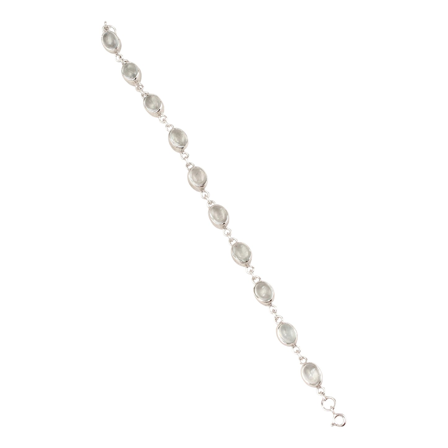White Crystal Quartz Link Bracelet Handmade 925 Sterling Silver Bracelet Clear Quartz Jewelry