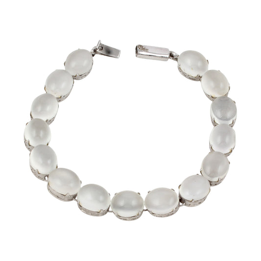 Natural Peach Moonstone Bracelet Handmade 925 Sterling Silver Prong Setting Multi Stone Bracelet Jewelry