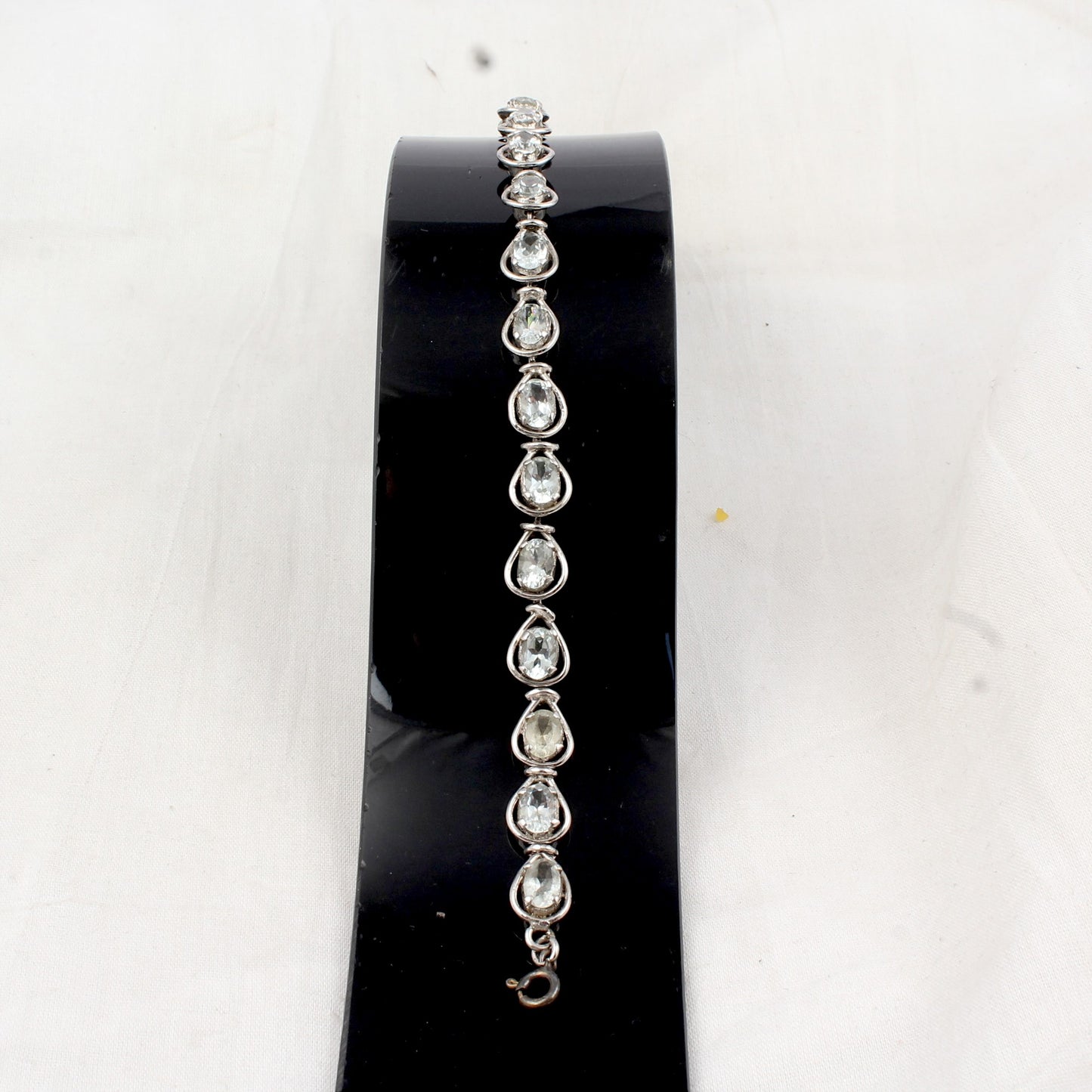 Natural Blue Topaz Bracelet Handmade 925 Sterling Silver Prong Setting Faceted Gemstone Tennis Bracelet