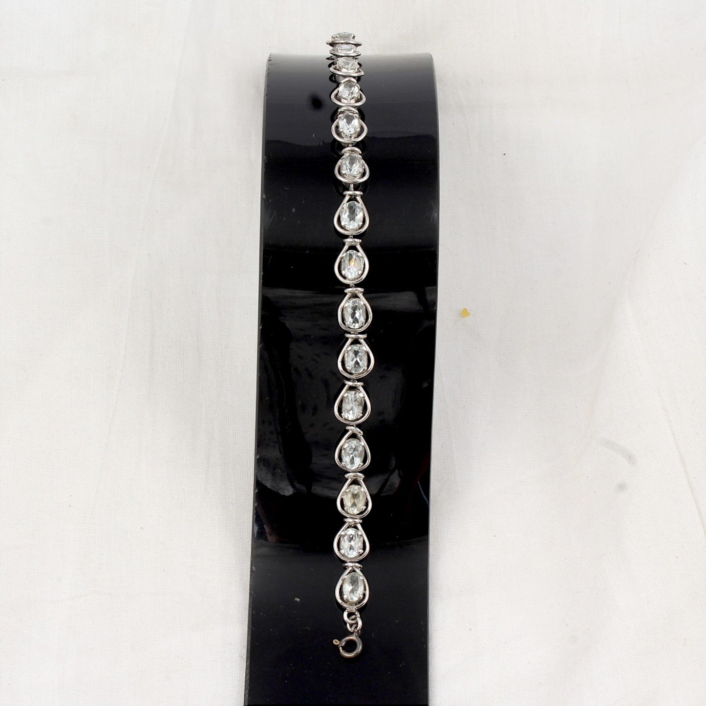 Natural Blue Topaz Bracelet Handmade 925 Sterling Silver Prong Setting Faceted Gemstone Tennis Bracelet