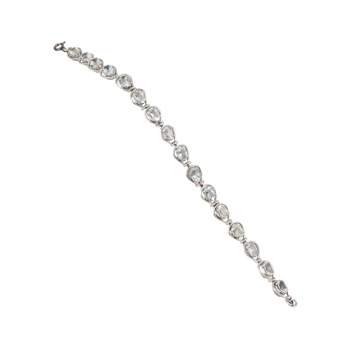 Natural Blue Topaz Bracelet Handmade 925 Sterling Silver Prong Setting Faceted Gemstone Tennis Bracelet