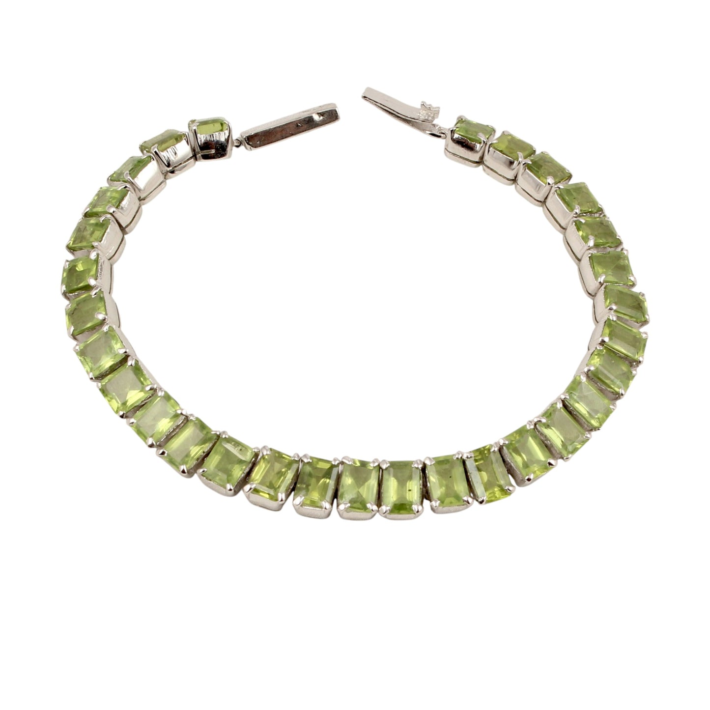 Natural Peridot Bracelet Handmade 925 Sterling Silver Prong Setting Faceted August Birthstone Jewelry