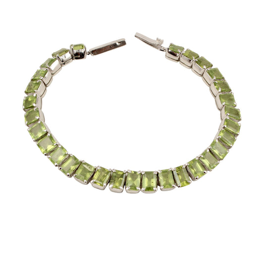 Natural Peridot Bracelet Handmade 925 Sterling Silver Prong Setting Faceted August Birthstone Jewelry