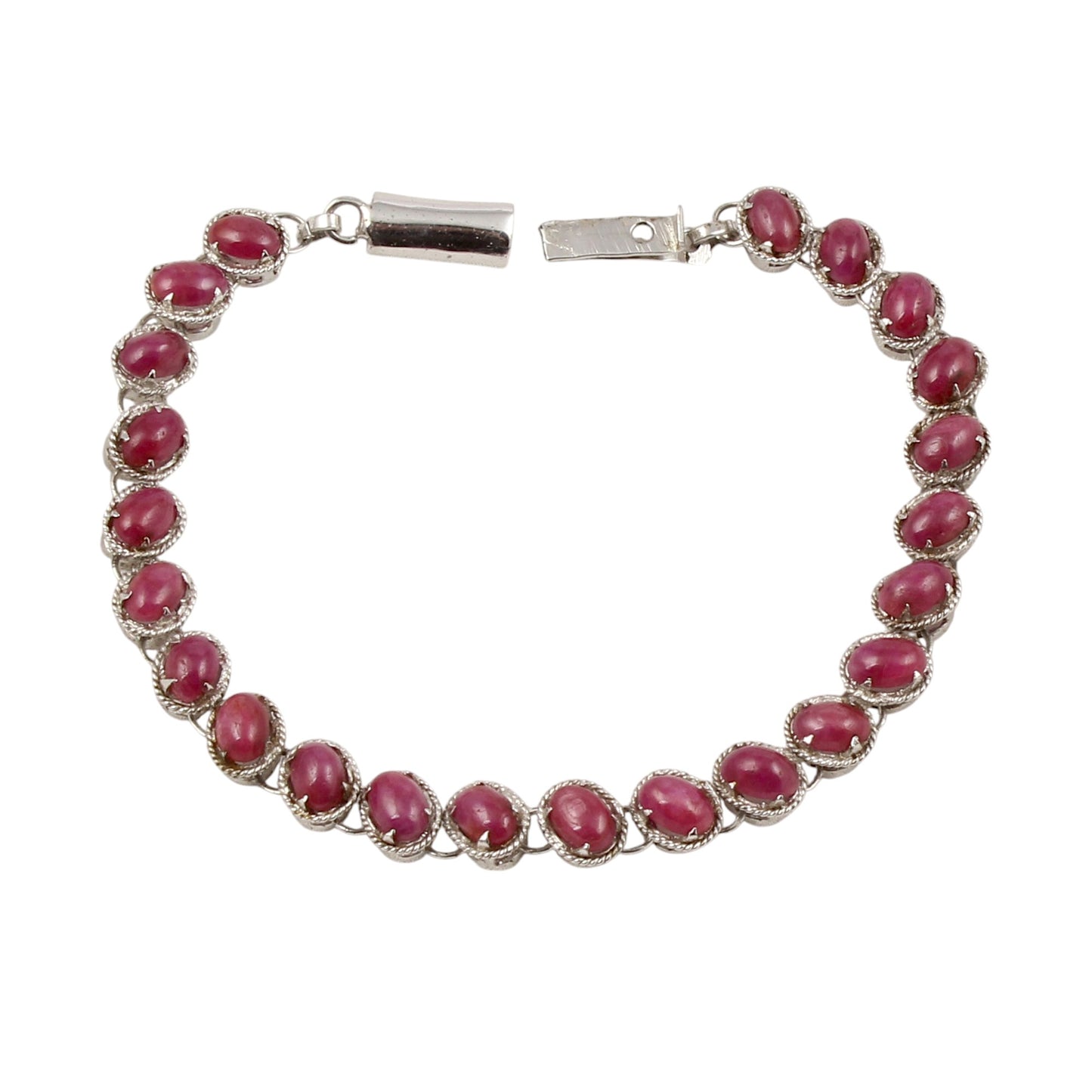 Natural Pink Ruby Bracelet Handmade 925 Sterling Silver Prong Setting Gemstone Tennis Bracelet Jewelry