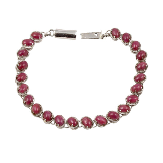 Natural Pink Ruby Bracelet Handmade 925 Sterling Silver Prong Setting Gemstone Tennis Bracelet Jewelry