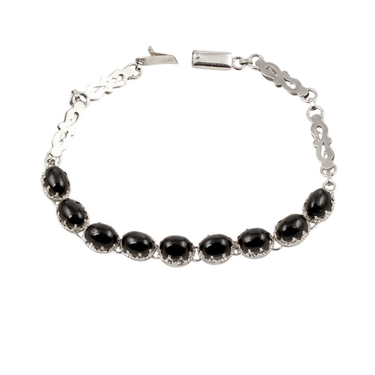 Black Star Bracelet in 925 Sterling Silver Handmade Prong Setting Star Diopside Bracelet Jewelry