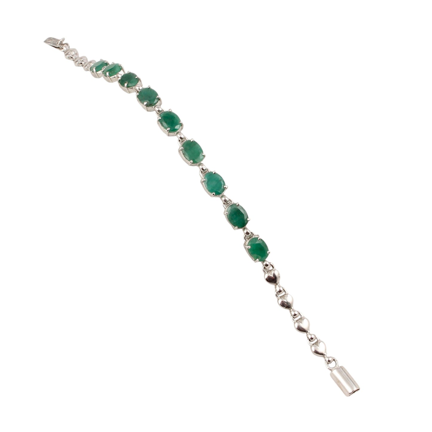 Natural Green Emerald Bracelet Handmade 925 Sterling Silver Prong Setting Faceted Gemstone Tennis Bracelet Jewelry
