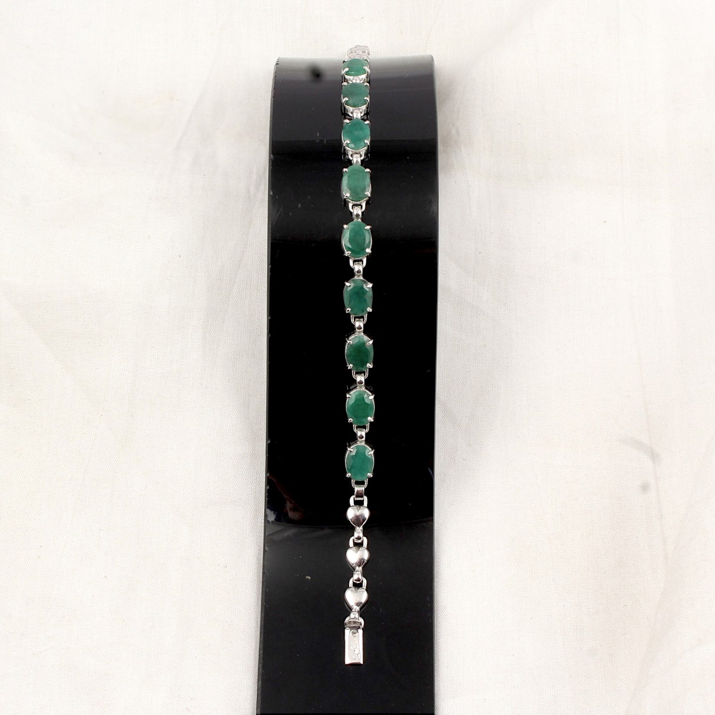 Natural Green Emerald Bracelet Handmade 925 Sterling Silver Prong Setting Faceted Gemstone Tennis Bracelet Jewelry
