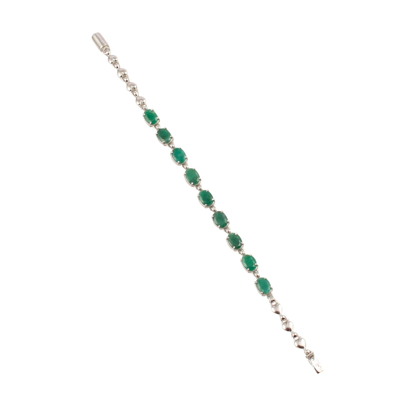 Natural Green Emerald Bracelet Handmade 925 Sterling Silver Prong Setting Faceted Gemstone Tennis Bracelet Jewelry
