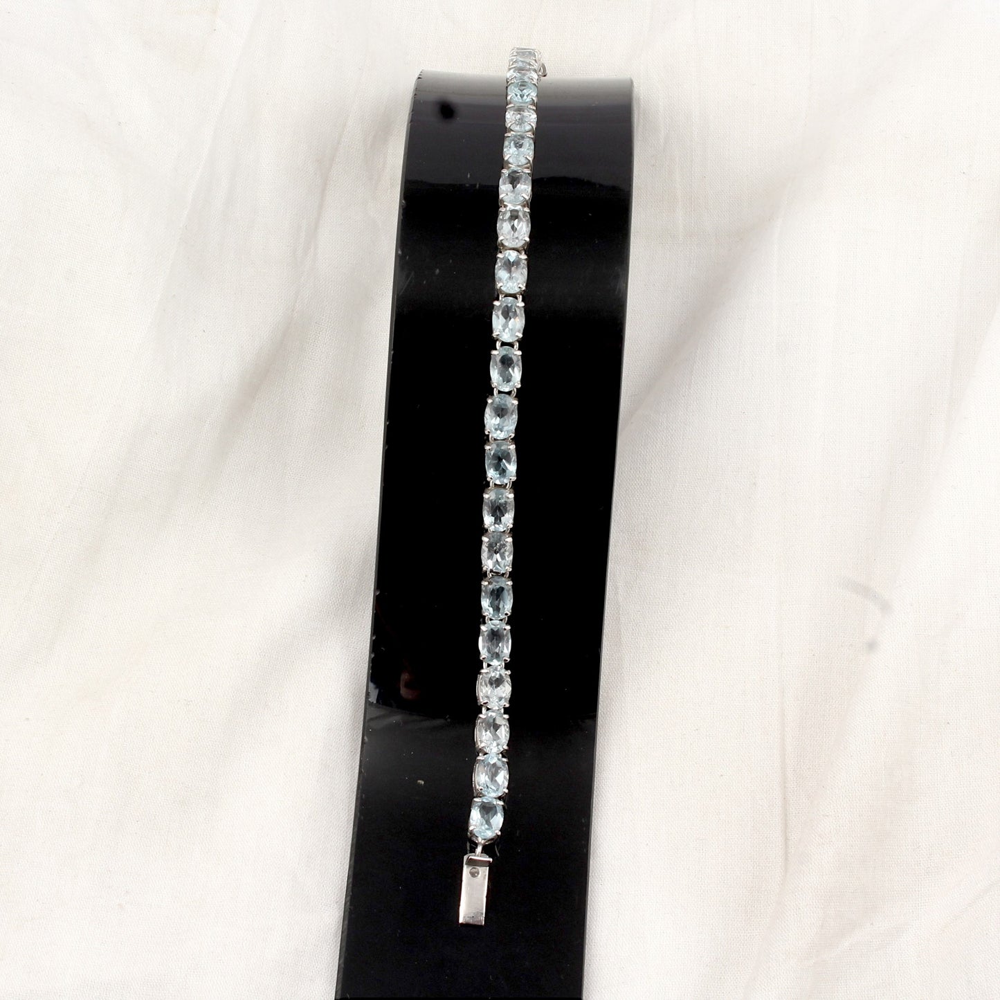 Natural Blue Topaz Bracelet Handmade 925 Sterling Silver Prong Setting Faceted Oval Gemstone Tennis Bracelet