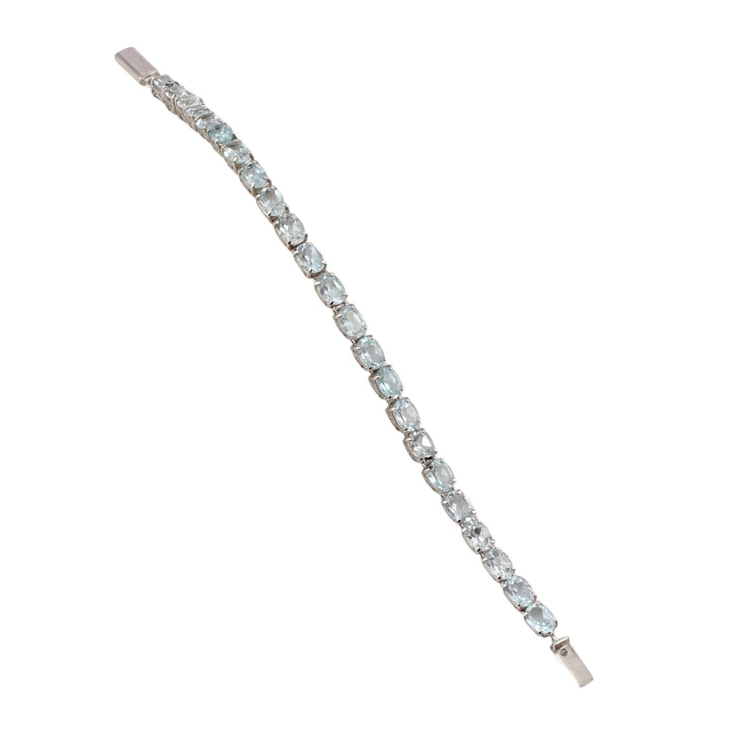 Natural Blue Topaz Bracelet Handmade 925 Sterling Silver Prong Setting Faceted Oval Gemstone Tennis Bracelet
