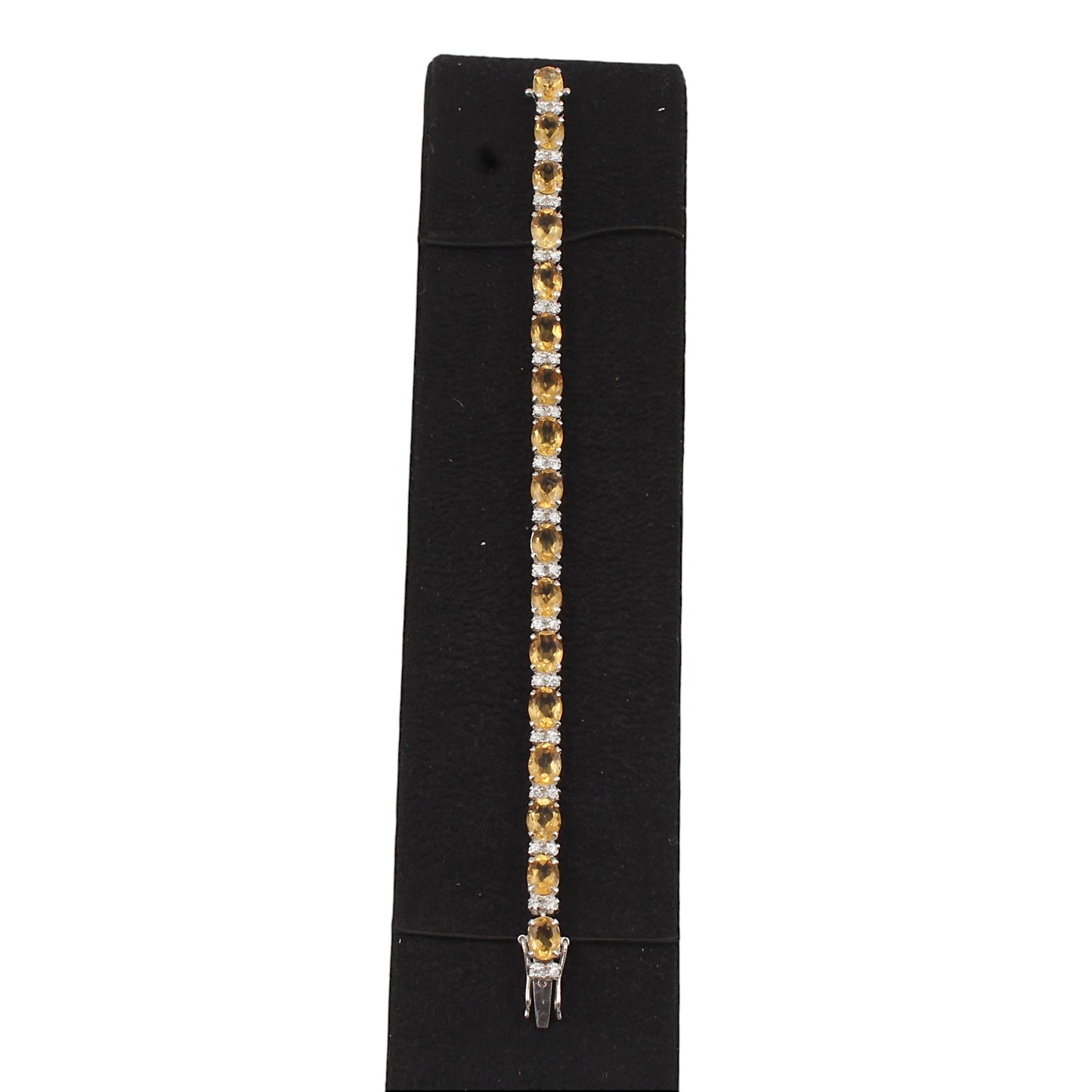 Natural Citrine Bracelet with CZ Studded Handmade Prong Setting 925 Sterling Silver Yellow Citrine Link Bracelet November Birthstone Jewelry