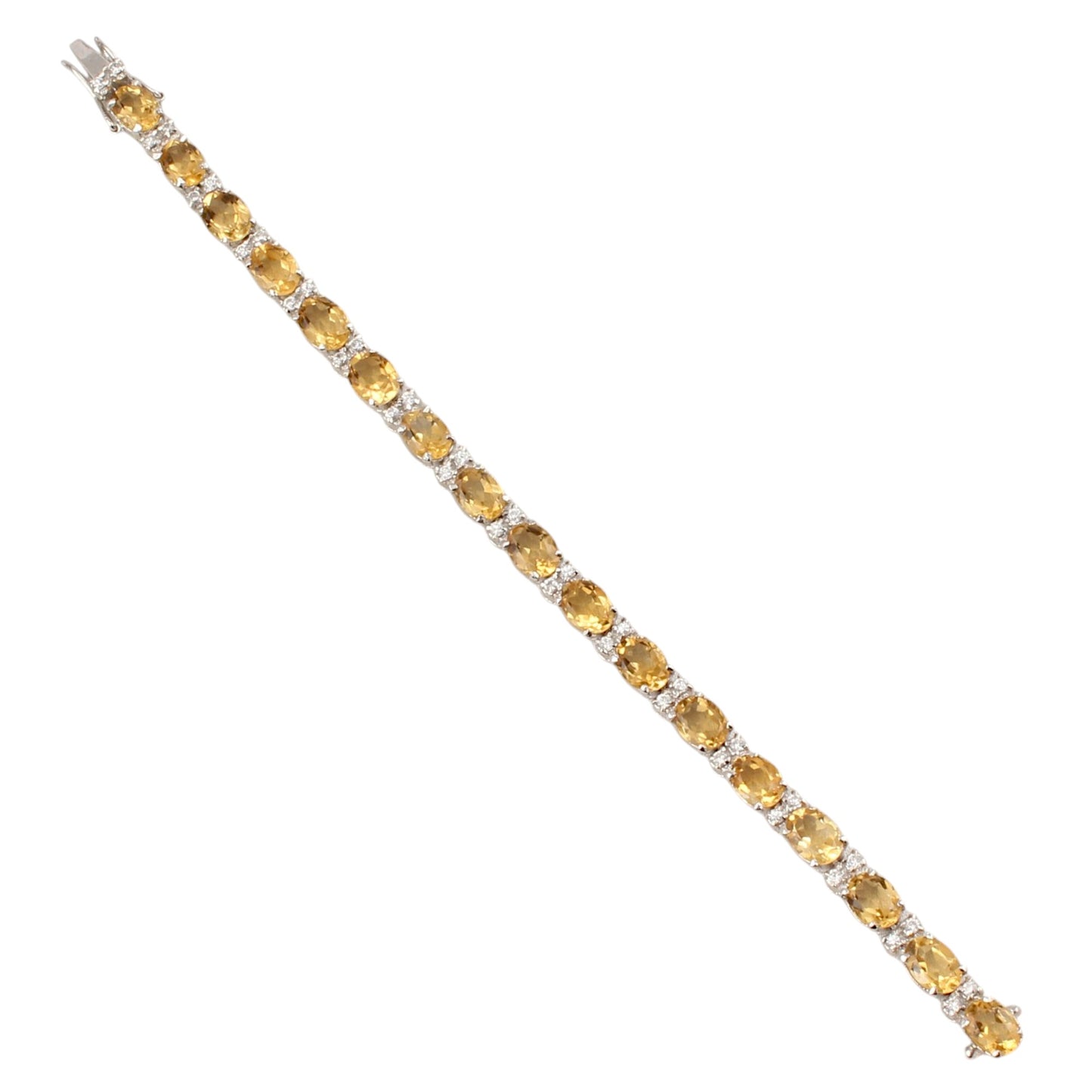 Natural Citrine Bracelet with CZ Studded Handmade Prong Setting 925 Sterling Silver Yellow Citrine Link Bracelet November Birthstone Jewelry