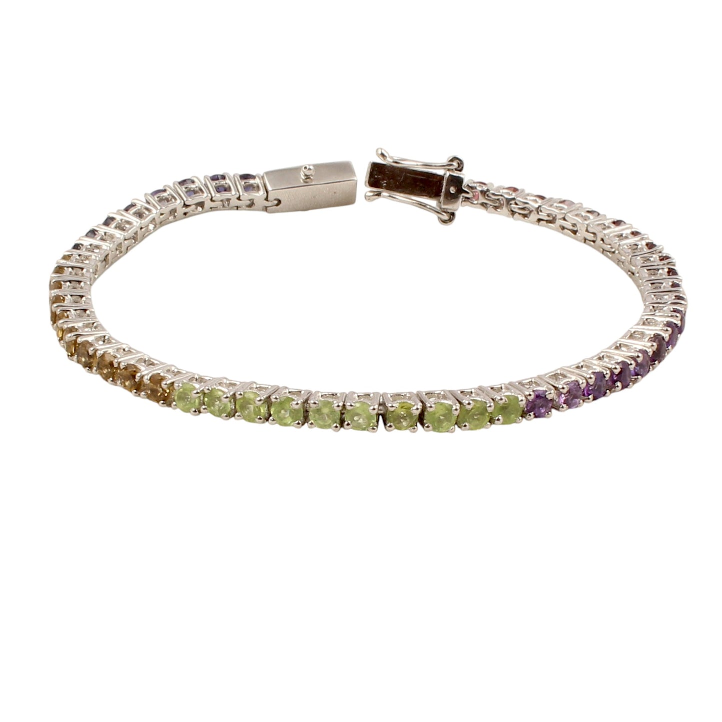Multi Birthstone Bracelet Handmade Prong Set Bracelet 925 Sterling Silver Faceted Gemstone Tennis Bracelet