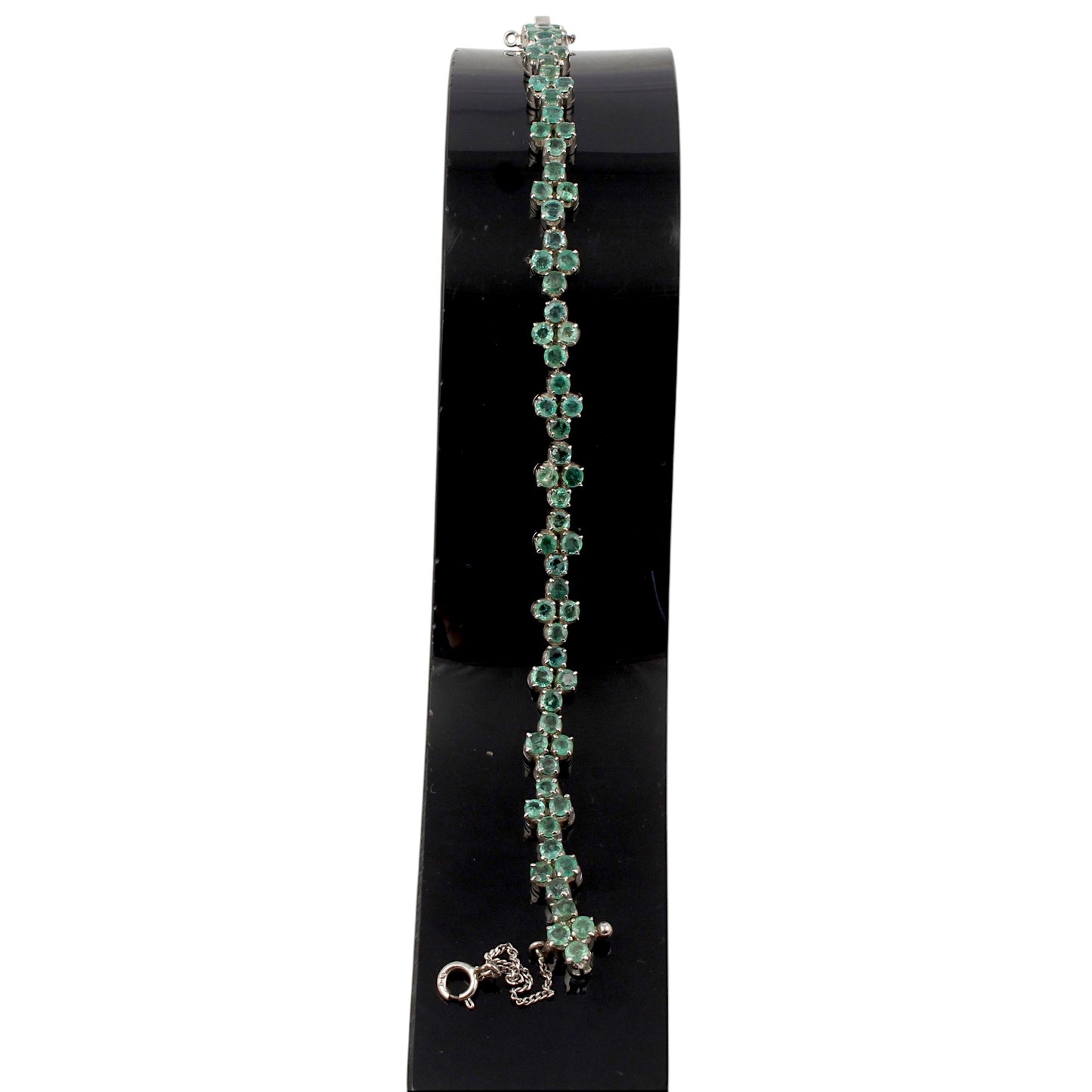 Natural Green Emerald Bracelet Handmade 925 Sterling Silver Prong Setting Faceted Gemstone Floral Bracelet Jewelry