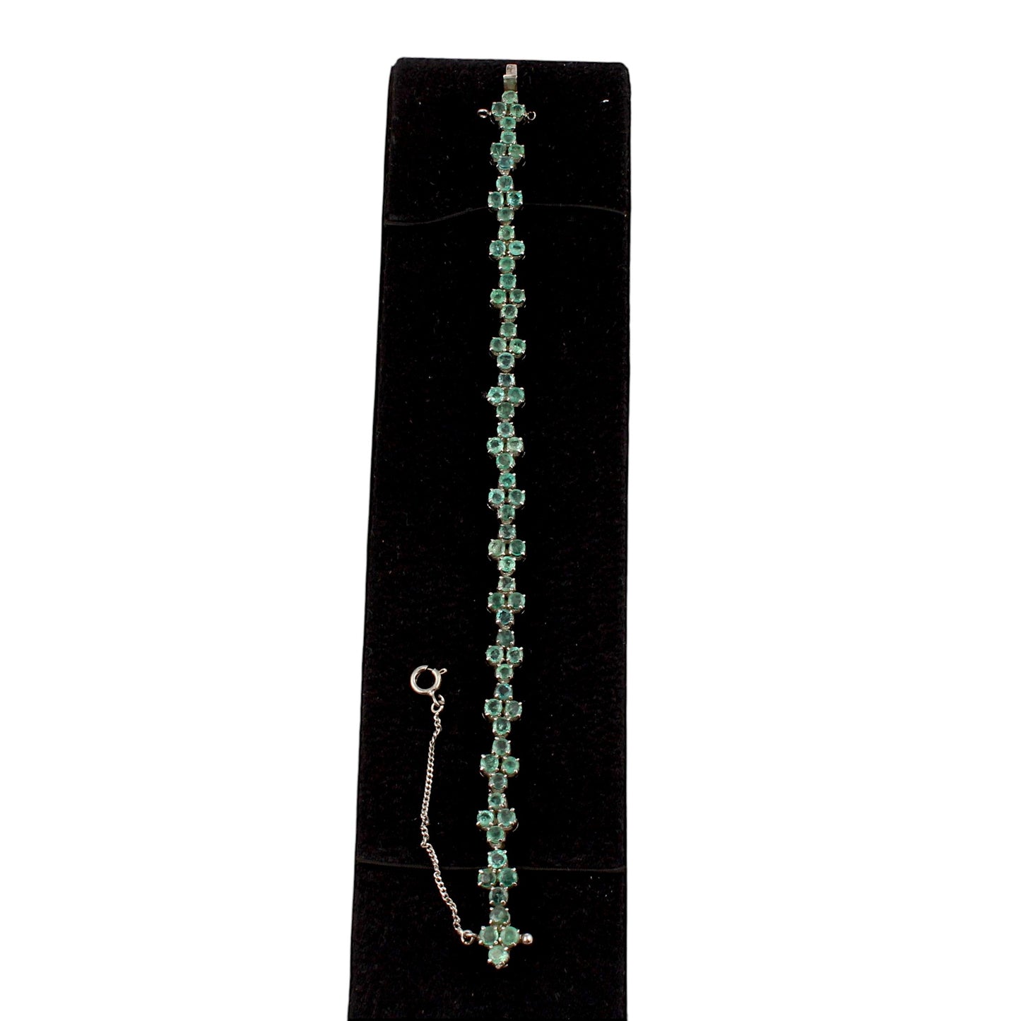 Natural Green Emerald Bracelet Handmade 925 Sterling Silver Prong Setting Faceted Gemstone Floral Bracelet Jewelry