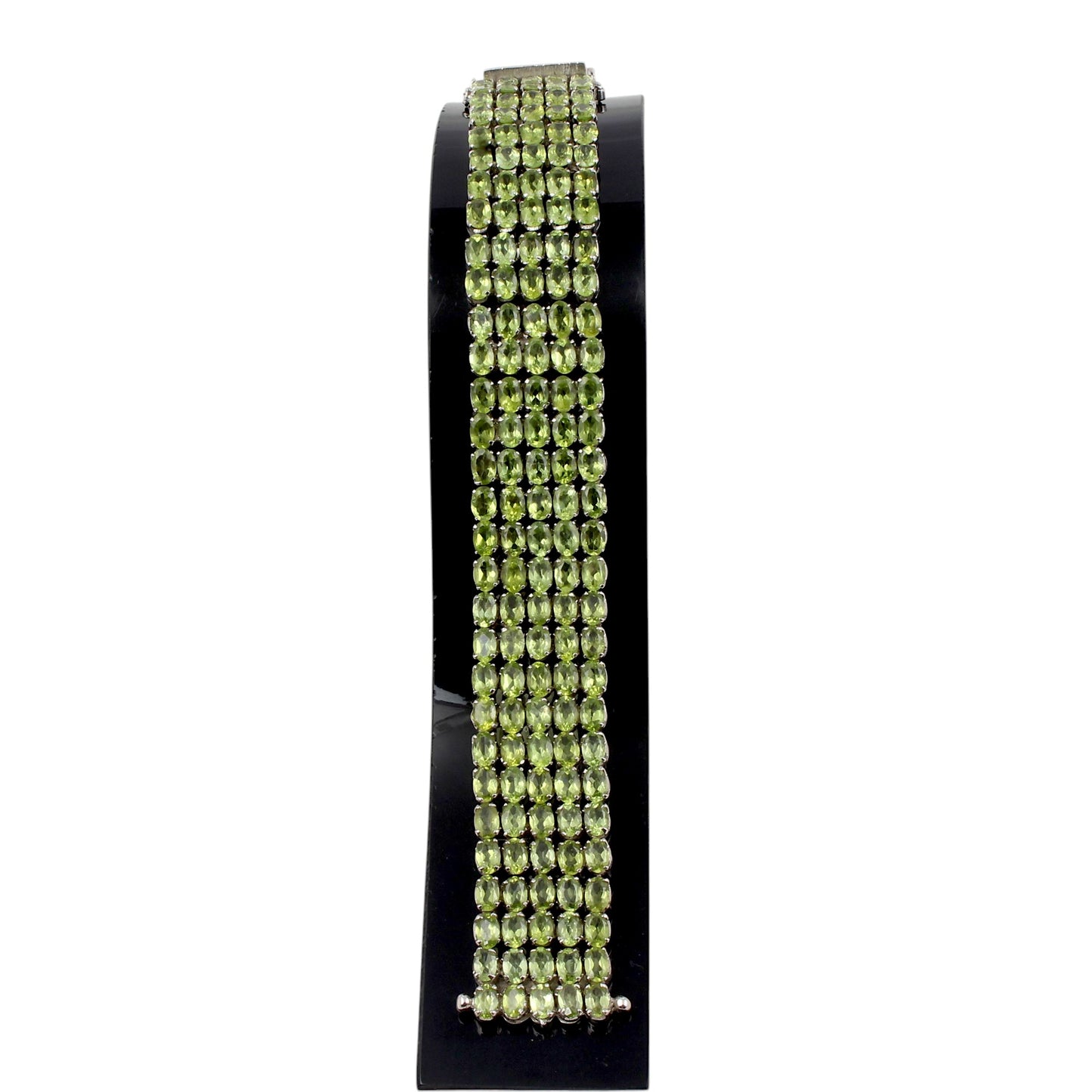 Natural Peridot Tennis Bracelet Wide 925 Sterling Silver Bracelet August Birthstone Jewelry