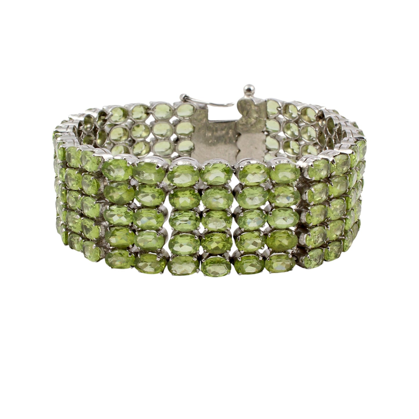 Natural Peridot Tennis Bracelet Wide 925 Sterling Silver Bracelet August Birthstone Jewelry