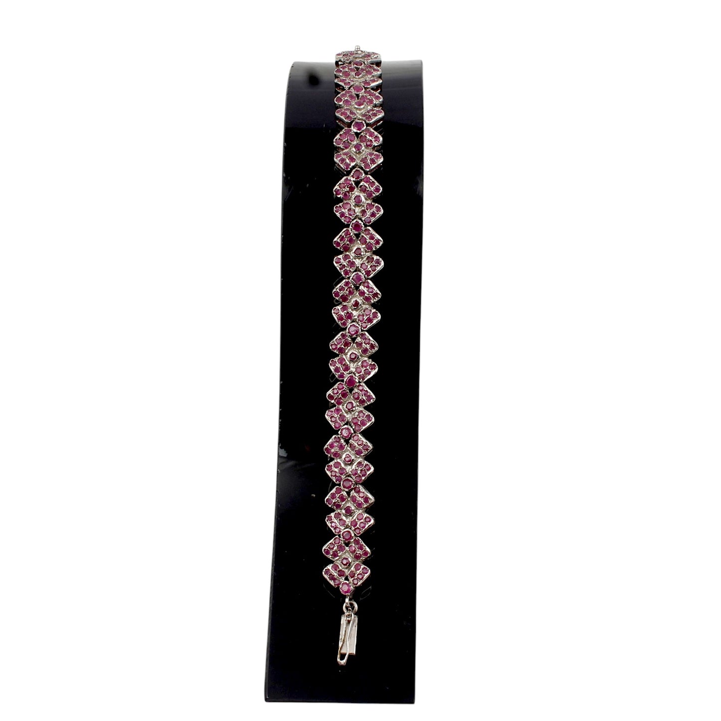 Natural Ruby Floral Bracelet Handmade Designer 925 Sterling Silver Wedding Bracelet Gift For Her