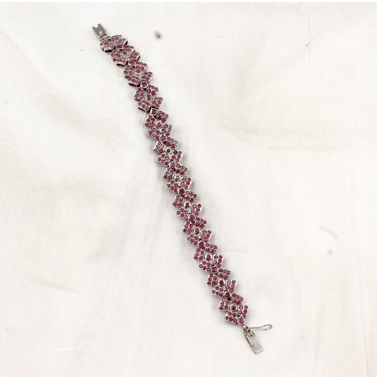 Natural Ruby Floral Bracelet Handmade Designer 925 Sterling Silver Wedding Bracelet Gift For Her