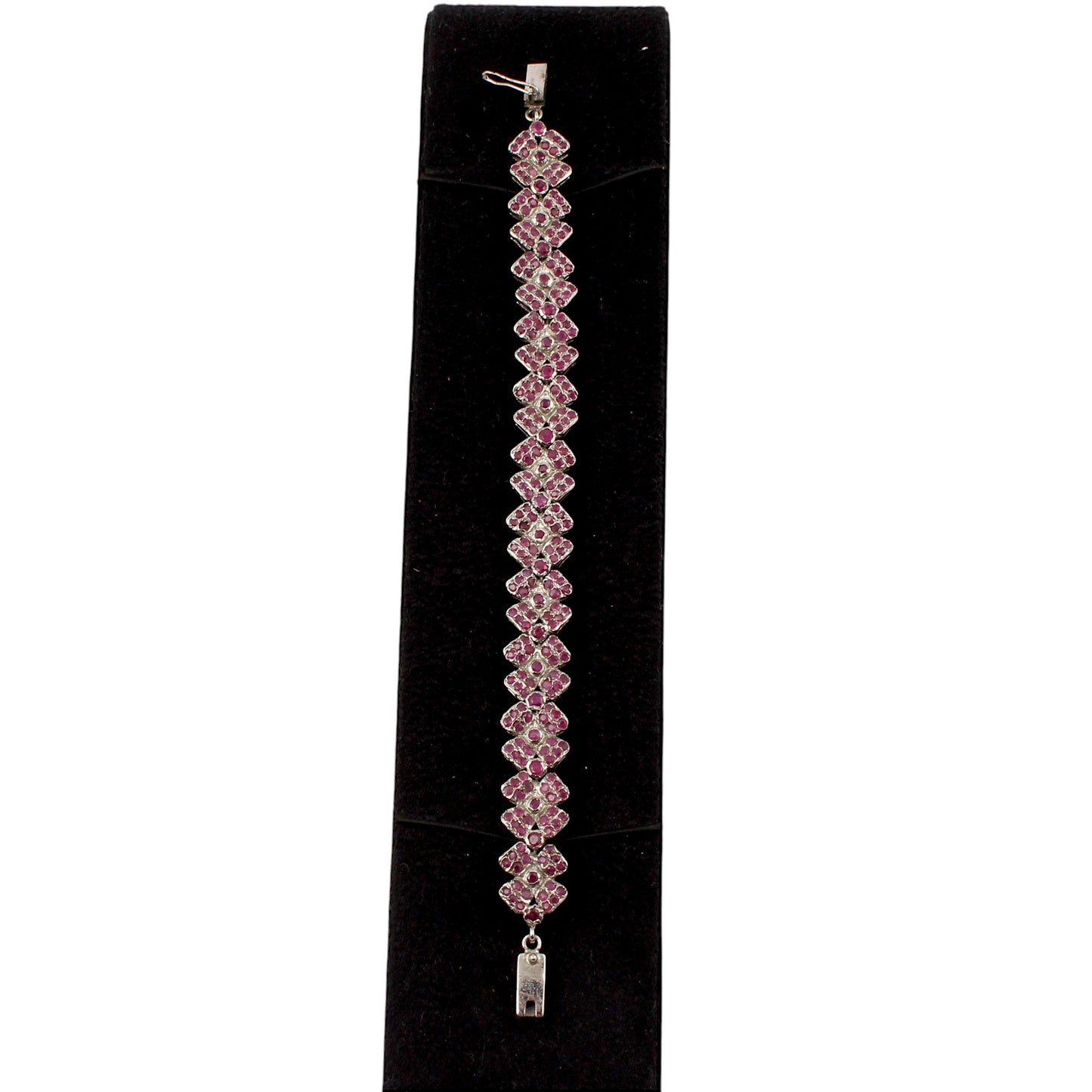 Natural Ruby Floral Bracelet Handmade Designer 925 Sterling Silver Wedding Bracelet Gift For Her