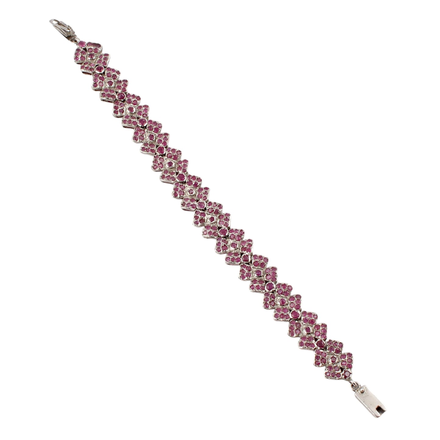 Natural Ruby Floral Bracelet Handmade Designer 925 Sterling Silver Wedding Bracelet Gift For Her