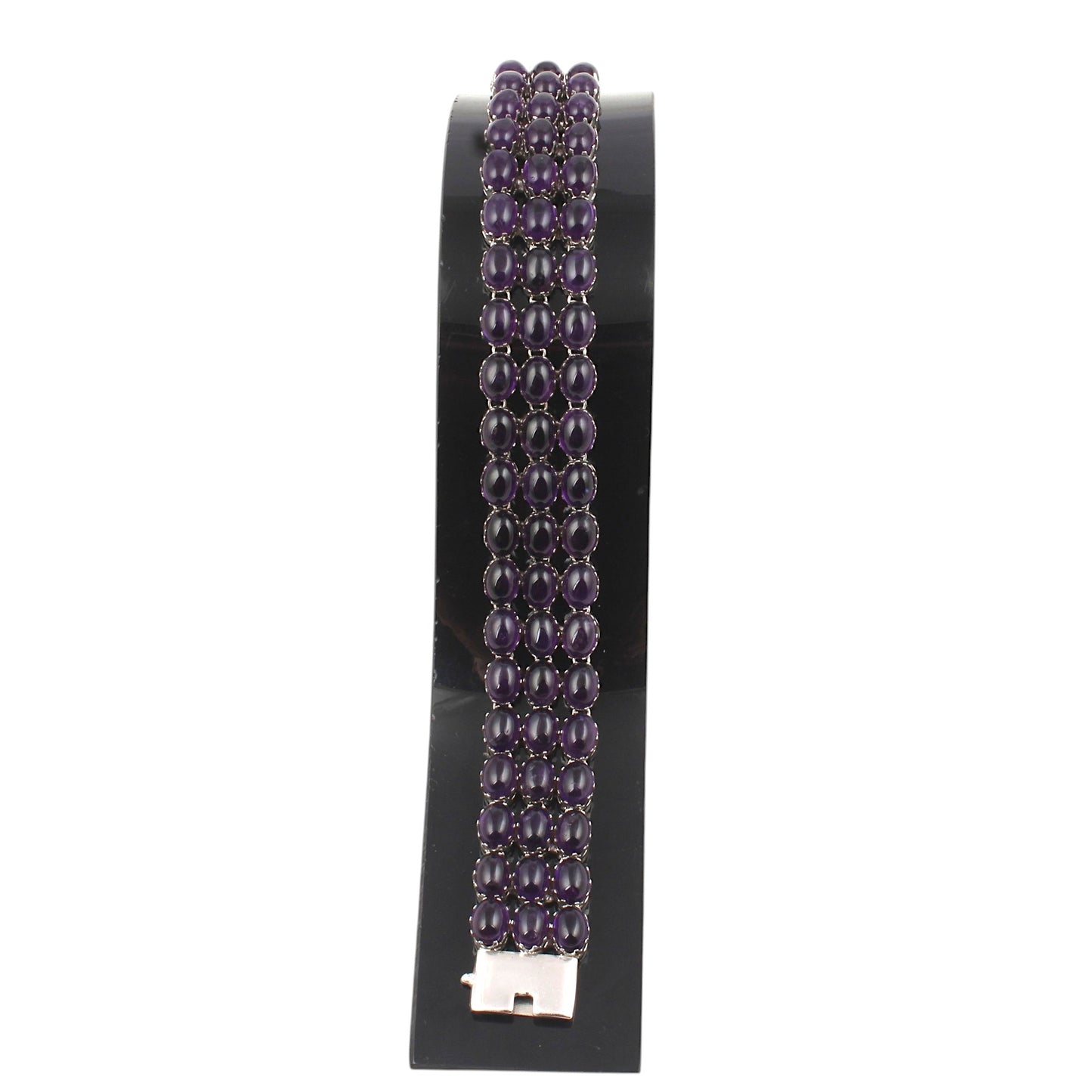 Natural Amethyst Cab Bracelet Prong Setting 925 Sterling Silver Bracelet Elegant February Birthstone Bracelet Jewelry