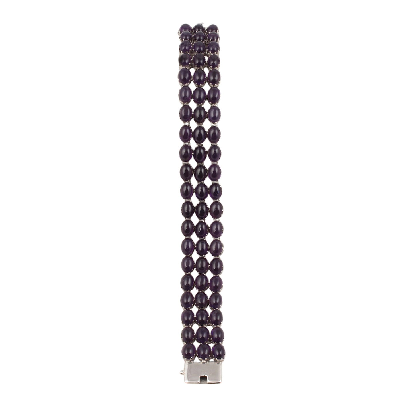 Natural Amethyst Cab Bracelet Prong Setting 925 Sterling Silver Bracelet Elegant February Birthstone Bracelet Jewelry