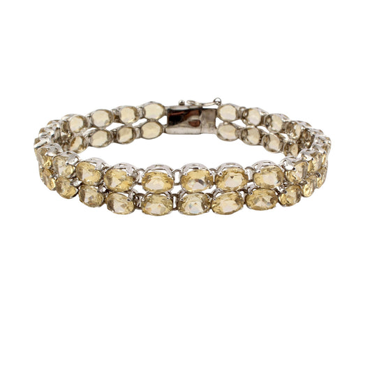 Natural Citrine Tennis Bracelet Handmade Prong Setting 925 Sterling Silver Yellow Citrine November Birthstone Jewelry