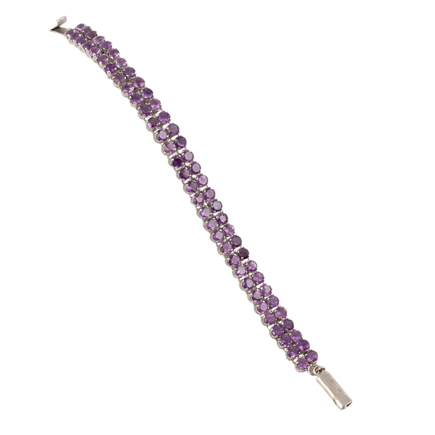 Natural Round Amethyst Tennis Bracelet 925 Sterling Silver Bracelet Elegant February Birthstone Bracelet