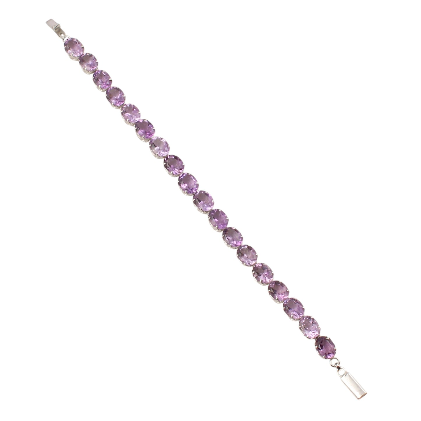 Faceted Amethyst Bracelet Prong Setting 925 Sterling Silver Amethyst Link Bracelet February Birthstone Jewelry