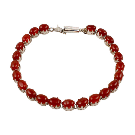 Red Onyx Bracelet Handmade Oval Gemstone Prong Setting 925 Sterling Silver Bracelet Birthday Anniversary Gift For her
