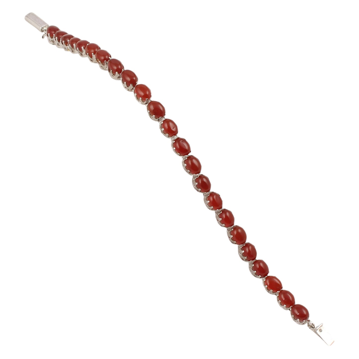 Red Onyx Bracelet Handmade Oval Gemstone Prong Setting 925 Sterling Silver Bracelet Birthday Anniversary Gift For her