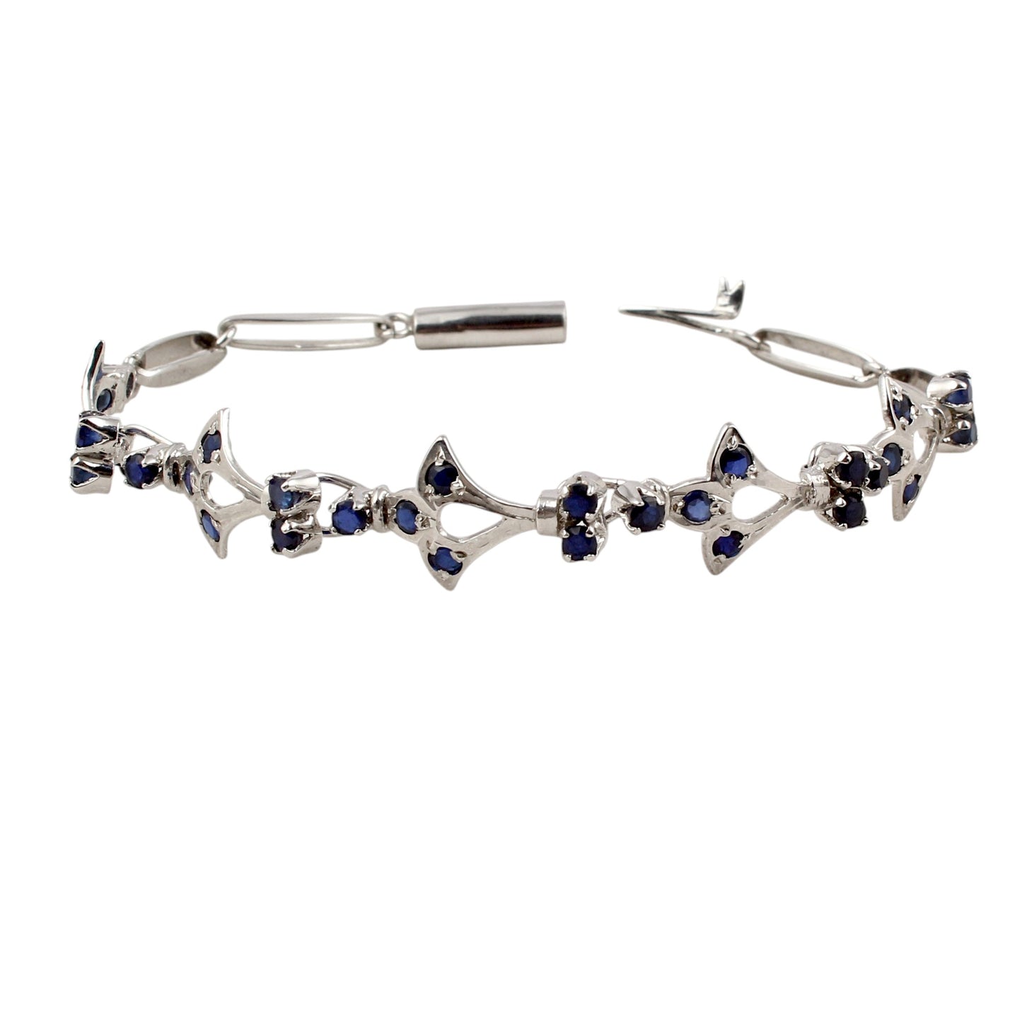 Natural Blue Sapphire Bracelet Handmade Designer 925 Sterling Silver Unique Artisan Bracelet