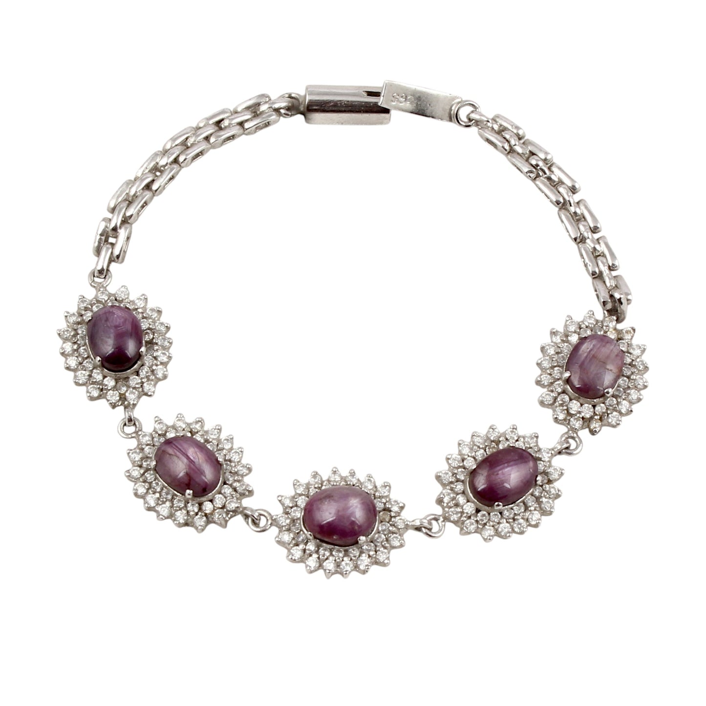 Star Ruby Bracelet with CZ Studded Handmade 925 Sterling Silver Designer Ruby Bracelet Birthday Gift For Her