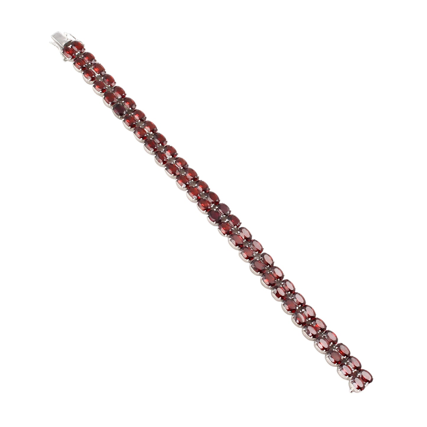 Natural Red Garnet Bracelet 925 Sterling Silver Faceted Prong Set Garnet Gemstone Jewelry