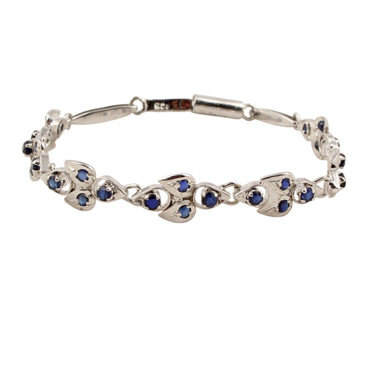 Natural Blue Sapphire Bracelet Handmade Designer Minimalist 925 Sterling Silver Unique Artisan Bracelet