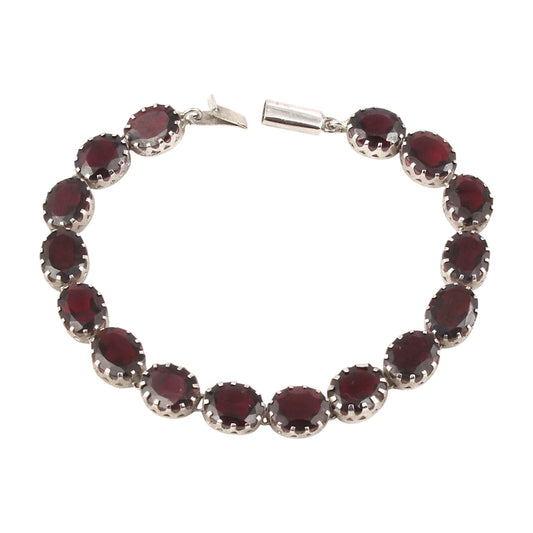 Natural Red Garnet Bracelet 925 Sterling Silver Faceted Garnet Gemstone Jewelry January Birthstone Bracelet