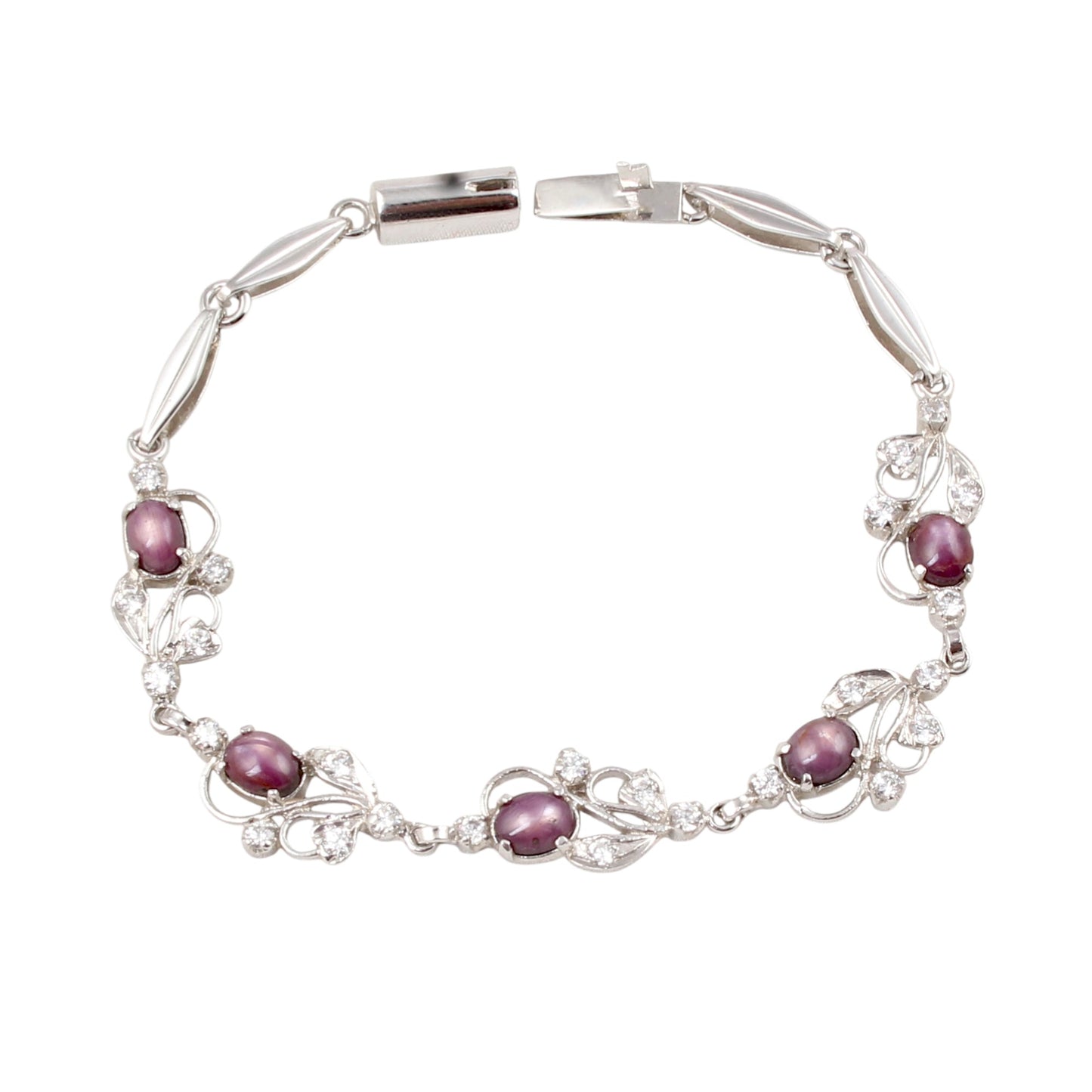 Star Ruby Bracelet with CZ Handmade 925 Sterling Silver Designer Ruby Bracelet Birthday Gift For Her