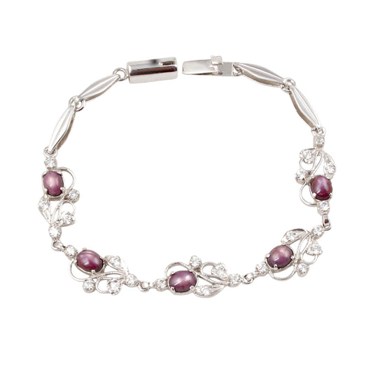 Star Ruby Bracelet with CZ Handmade 925 Sterling Silver Designer Ruby Bracelet Birthday Gift For Her